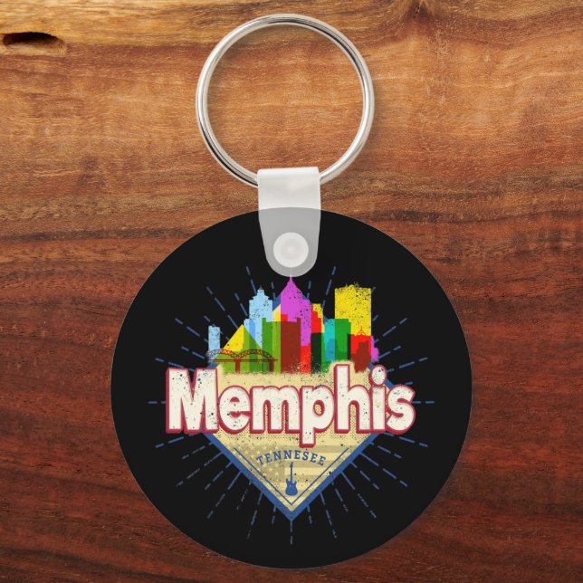 Memphis Tennessee United Staaten Retro Skyline Schlüsselanhänger (Vorderseite)