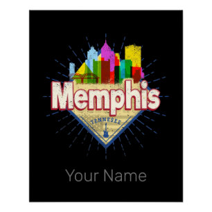 Memphis Tennessee Vereinigte Staaten Retro-Silhoue Poster