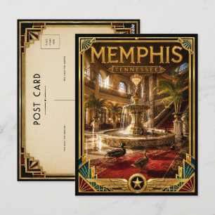 Memphis Tennessee Vintage Art Deco Goldenes Zeital Postkarte