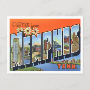 Memphis, Tennessee Vintage Große Buchstaben Postka Postkarte