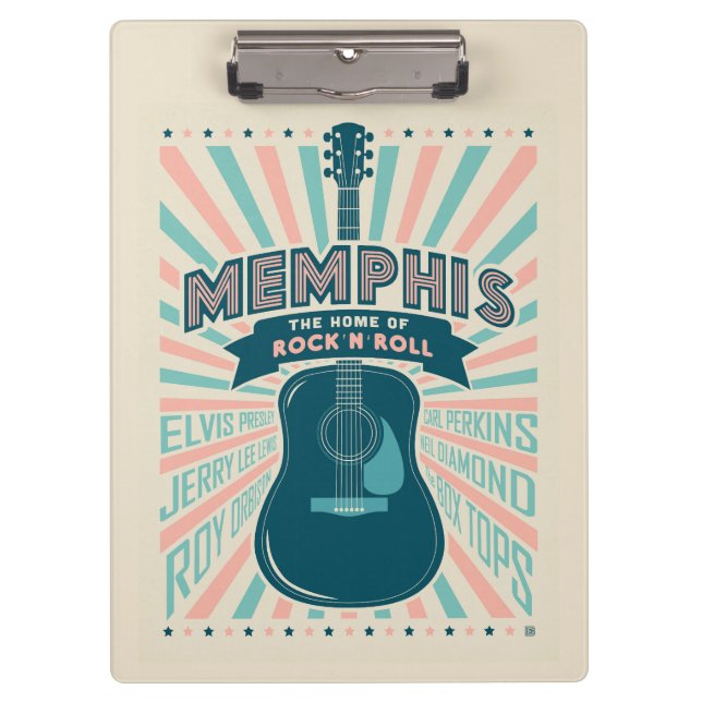 Memphis, TN: Gitarrenserie | Rock-N-Roll Klemmbrett (Vorderseite)