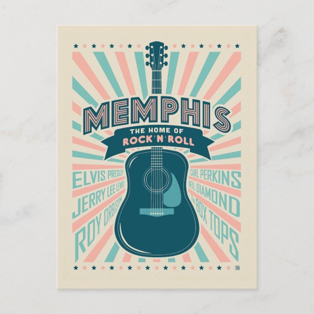 Memphis, TN: Gitarrenserie | Rock-N-Roll Postkarte (Vorderseite)