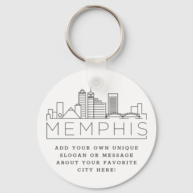 Memphis, TN Stylized Skyline | Benutzerdefinierter Schlüsselanhänger (Vorderseite)
