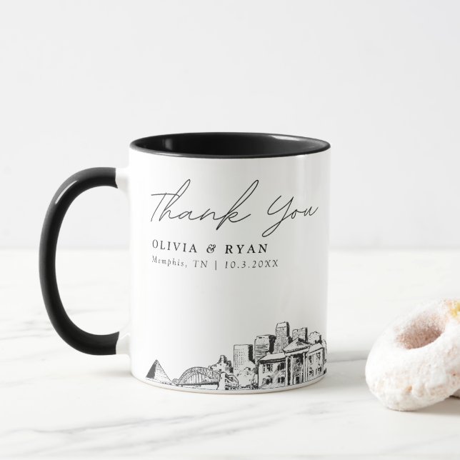 Memphis Wedding Custom Personalisiert Coffee Tasse (Mit Donut)