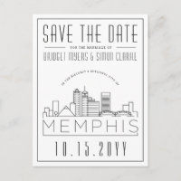 Memphis Wedding | Stilisierte Skyline Save the Dat