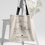 Memphis Wedding | Stilisierte Skyline Tragetasche<br><div class="desc">Eine einzigartige Hochzeitstasche für eine Hochzeit in der schönen Stadt Memphis,  Tennessee. In dieser Tasche wird die einzigartige Skyline der Stadt mit ihrem Namen darunter stilvoll dargestellt. Anschließend erhalten Sie Informationen zu Ihrem Hochzeitstag in einem passenden,  offenen Stil.</div>