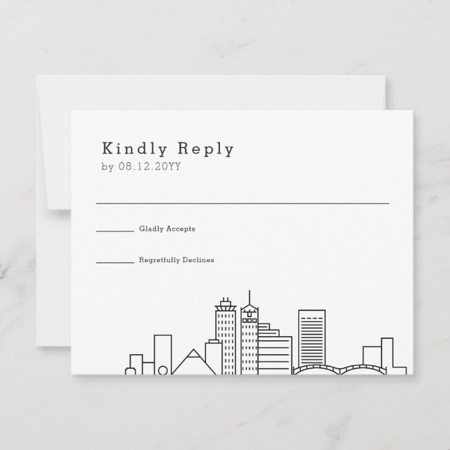 Memphis Wedding | Stilisierte Skyline-UAWG RSVP Karte (Vorderseite)