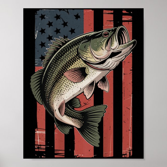 Men American Flag Patriotic Largemouth B F Poster (Vorne)