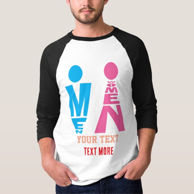 Men and Women Typography Icon Design – Bold Pink & T-Shirt (Vorderseite)