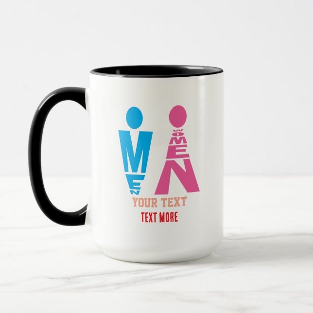 Men and Women Typography Icon Design Tasse (Links)