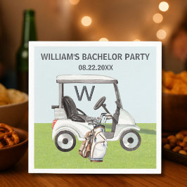 Men Bachelor Party Golf Theme Monogram Serviette