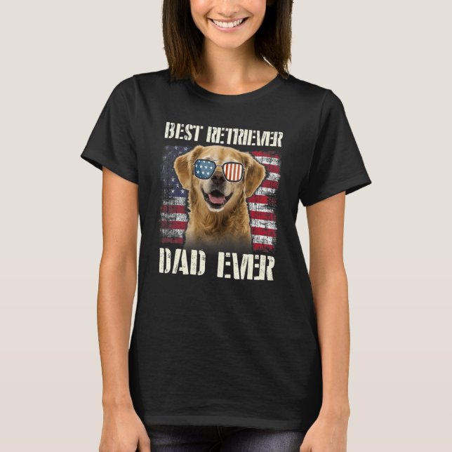 Men Best Retriever Sunglasses Dad Ever American Fl T-Shirt (Vorderseite)