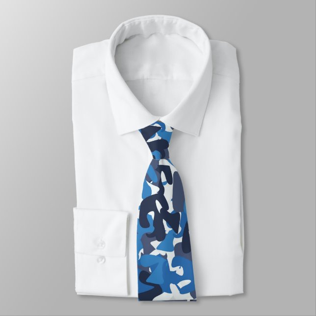 Men Blue Blend Abstrakt Designer-Krawatte Krawatte (Gebunden)
