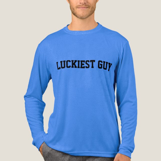 Men Blue "Luckiest Typ" Tri-Blend Shirt (Vorderseite)