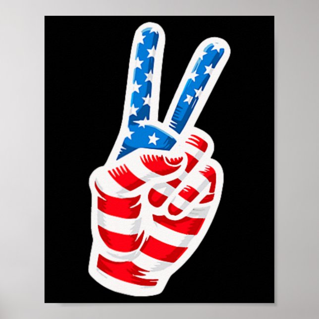 Men Boys American Flag Peace Schild Hand 4. Juli (Vorne)