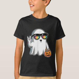 Men Boys Girls Ghost Boo Rock Pumpkin Hallow T-Shirt