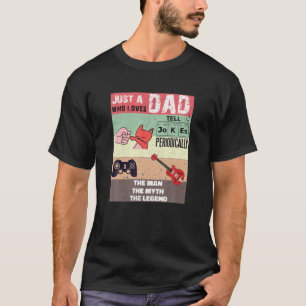 Men Cat Vater Gamer Vater Gitarre Vater Erzählen J T-Shirt