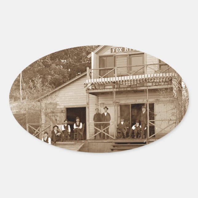 Men Club Fox River Club Angeln Elgin Ovaler Aufkleber (Vorderseite)