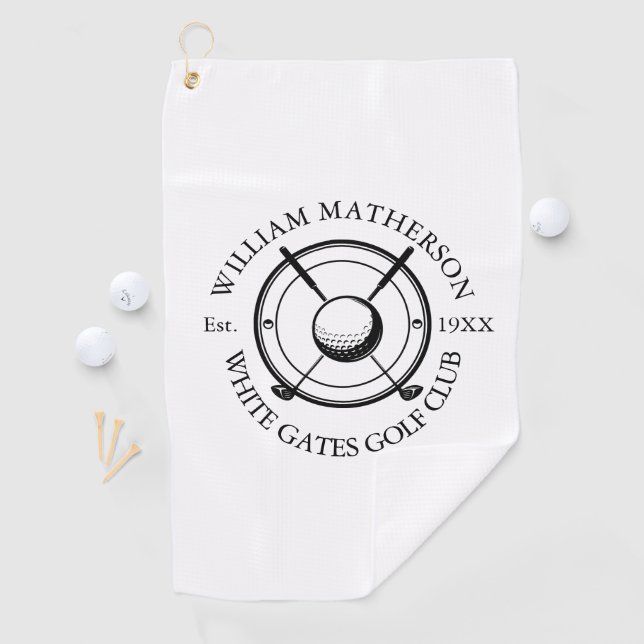 Men Club Player Team Golfer White Sports Modern Golfhandtuch (Insitu)