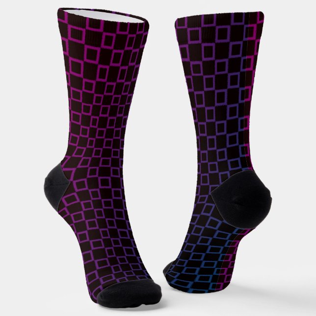 Men Crew Socken mit Lila Black Classic Design (Gewinkelt)