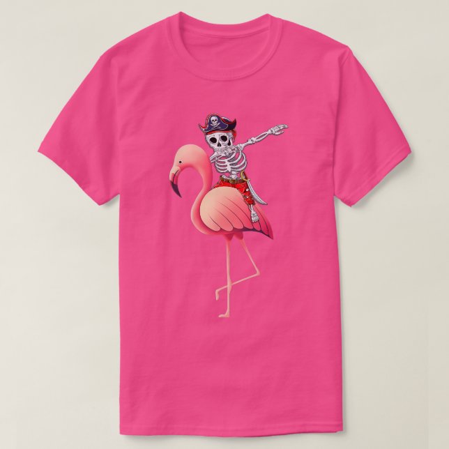 Men Dabbing Pirate Skeleton Flamingo Halloween Cos T-Shirt (Design vorne)