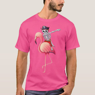 Men Dabbing Pirate Skeleton Flamingo Halloween Cos T-Shirt