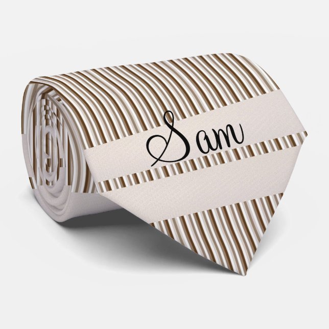 Men Designer Brown Stripe Krawatte (Gerollt)