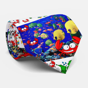 Men Designer Fish Crab Krawatte