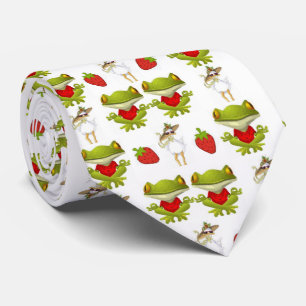 Men Designer Frogs Chicken Strawberry Krawatte