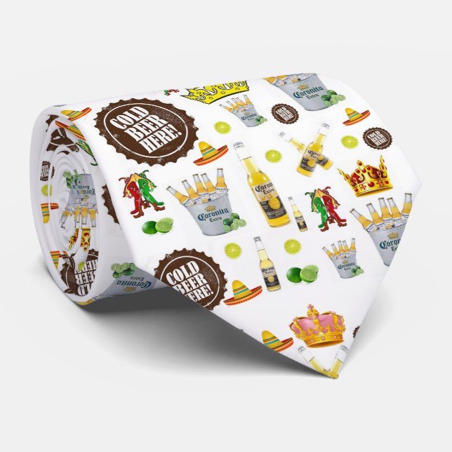 Men Designer Krawatte Corona Beer (Gerollt)