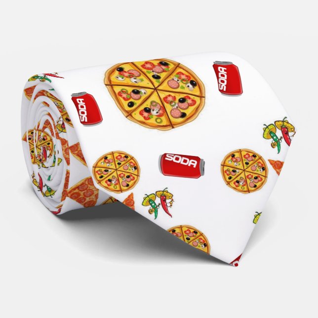Men Designer Pizza Krawatte (Gerollt)