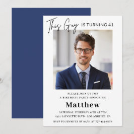Men Foto 41. Geburtstagseinladungen Navy Blau Einladung