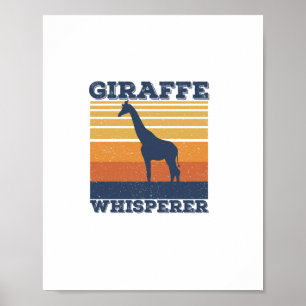 Men Giraffe Whisperer Retro African Animal Vintag Poster