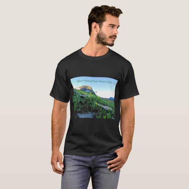 Men Glacier Mountain Meadows Black T - Shirt (Vorne ganz)