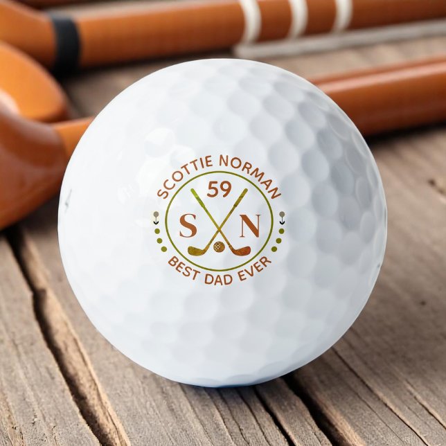 Men Golfer gibt klassisches Braunes Monogramm Golfball (Von Creator hochgeladen)