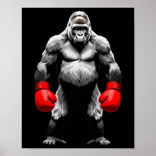 Men Gorilla Fighter Boxer Kunst Funny Animal Boxin Poster (Vorne)
