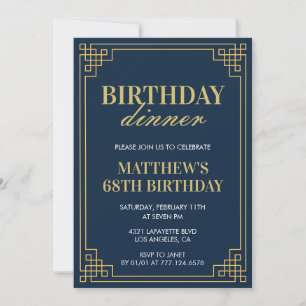Men Navy Blue Geburtstagsessen 68. Geburtstag Einladung