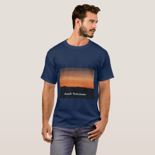 Men Navy Blue T - Shirt mit Sunset Scene