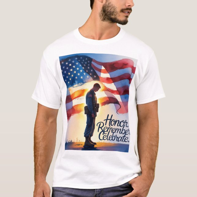 Men Patriotic Design T - Shirt Gedenktag tapfer (Vorderseite)