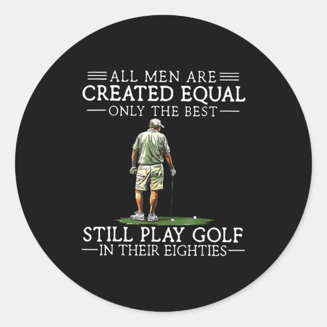 Men Play Golf Eighties Funny Golfer Golfing  Runder Aufkleber (Vorderseite)