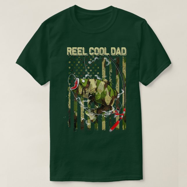 Men Reel Cooler Vater Fischen Opa Camouflage Ameri T-Shirt (Design vorne)