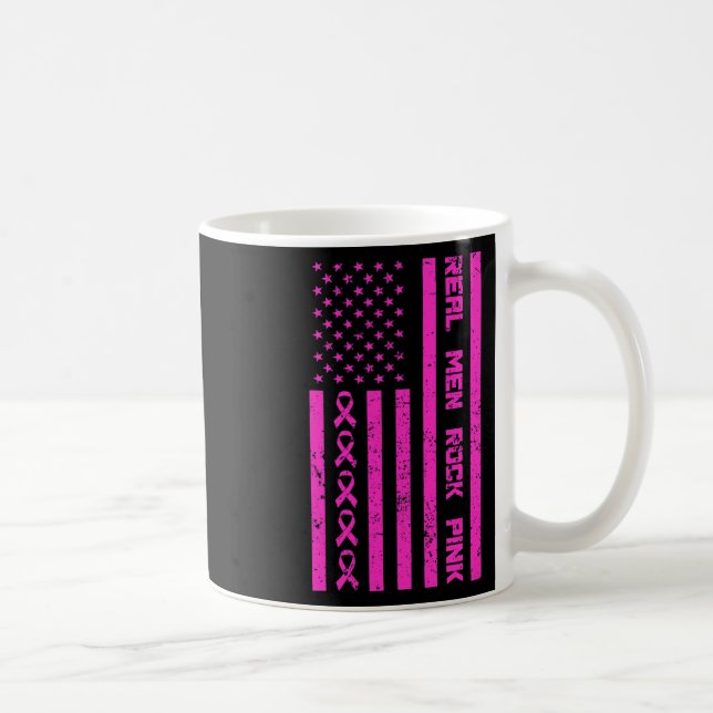 Men Rock Pink Ribbon Brustkrebs Bewusstsein Ameri Kaffeetasse (Rechts)