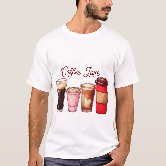 Men’s Coffee Art T-Shirt | Cute Coffee Cups Street (Vorderseite)