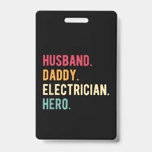 Men’s Husband Daddy Electrician Hero Fars Day Gift Ausweis