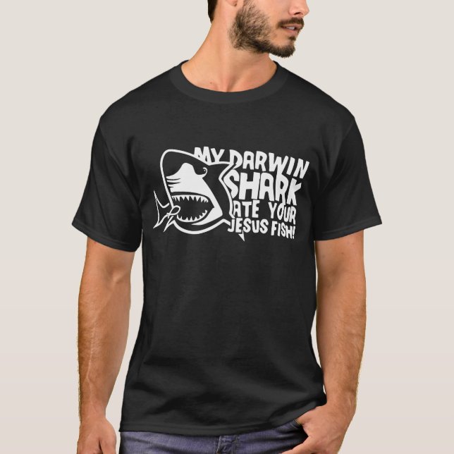 Men_s mein Darwin-Haifisch aß Ihre Jesus-Fische T-Shirt (Vorderseite)