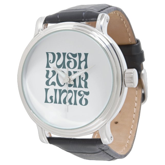 Men’s Vintage Black Leather Strap Watch Armbanduhr (Schrägansicht)