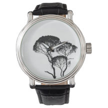 Men’s Vintage Black Leather Strap Watch