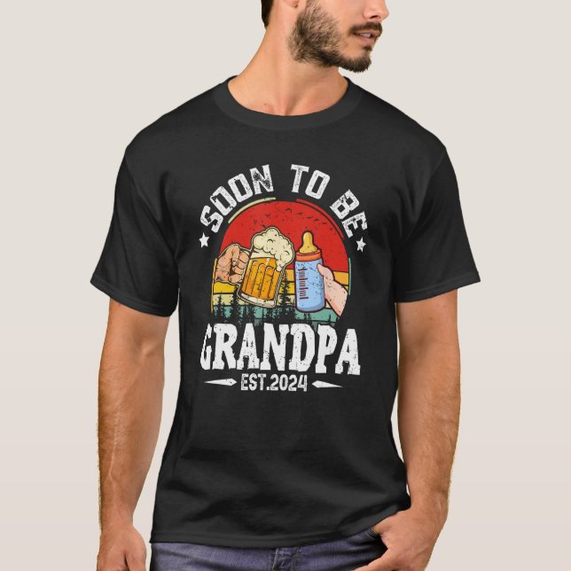 Men Soon To Be Grandpa 2024 Retro Pregnancy Announ T-Shirt (Vorderseite)