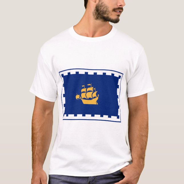 Men T Shirt with Flag of Quebec City, Canada (Vorderseite)