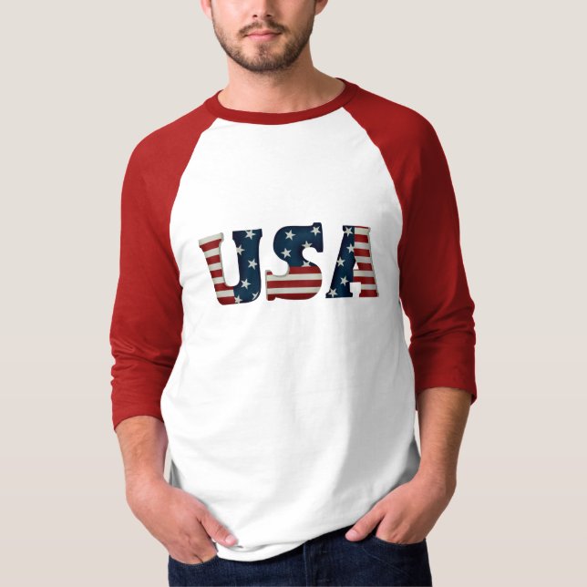 Men USA 3/4 Sleeve Raglan T - Shirt (Vorderseite)